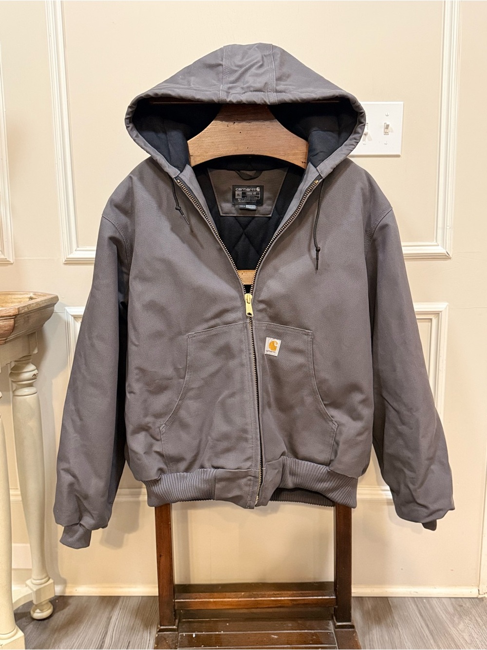 Carhartt Men’s Hooded Work Jacket in Charcoal Gray